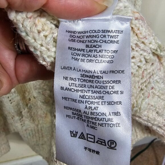 Anthropologie Pilcro Pointelle Duster Cardigan S Cream Open Front Boho Hippie - Picture 10 of 10